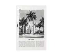 NEOHI Mérida - Impression sur toile style rétro carte de la ville du Yucatán, Mexique, paysage de voyage, décoration murale moderne pour salon, chambre à coucher (50 x 75 cm)
