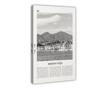 NEOHI Mission Viejo - Impression sur toile de paysage rétro de la Californie et des États-Unis, noir et blanc, paysage de la Californie, des États-Unis, décoration murale moderne pour salon, chambre à