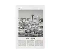 NEOHI Shreveport - Toile murale rétro avec logo de la Louisiane, Paysage des États-Unis, noir et blanc, 50 x 75 cm