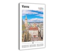 NEOHI Toile murale avec logo de Vienne, Autriche autour du monde, paysage de villes européennes célèbres - 30 x 45 cm