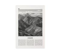 NEOHI Toile murale avec logo Europe noir et blanc, carte du continent, voyage, voyage, bar, restaurant, garage, café, 50 x 75 cm