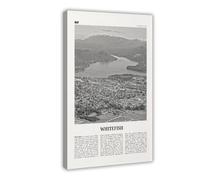 NEOHI Toile murale décorative avec impression de poissons blancs noirs et blancs, Montana, États-Unis, paysage urbain, voyage, chambre à coucher, bureau - 30 x 45 cm