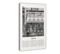 NEOHI Toile murale décorative décorative décorative pour chambre à coucher, bureau, rue en noir et blanc, République française, carte de Paris rétro, paysage de voyage, 50 x 75 cm