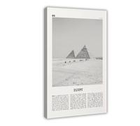 NEOHI Toile murale décorative esthétique avec pyramides égyptiennes noires et blanches, Caire, République arabe, Sinaï, paysage de la ville d'Afrique, 50 x 75 cm
