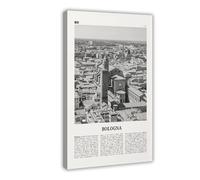 NEOHI Toile murale décorative esthétique avec vue de Bologne, Bononia, Italie, Italie, Europe, carte de la ville de Bologne, paysage de voyage, 30 x 45 cm