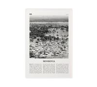 NEOHI Toile murale décorative rétro à Monrovia, paysage de la ville du Libéria, paysage de l'Afrique, noir et blanc, 40 x 60 cm
