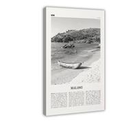 NEOHI Toile murale décorative rétro avec carte de ville africaine du Malawi, noir et blanc, paysage de voyage, chambre à coucher, bureau, 30 x 45 cm