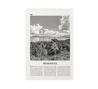 NEOHI Toile murale décorative rétro avec carte de ville de Micronésie, noir et blanc, île Romanum, Chuuk, Océanie - 40 x 60 cm