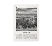 NEOHI Toile murale décorative rétro avec carte de ville du Nord-Est, noir et blanc, paysage des États-Unis, 50 x 75 cm
