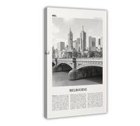 NEOHI Toile murale décorative rétro avec pont de l'Australie de Melbourne, carte de la ville de Victoria, paysage de voyage - 30 x 45 cm
