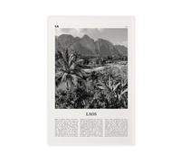 NEOHI Toile murale décorative sur toile représentant un fleuve noir et blanc du Laos, Vientiane, ville d'Asie - 30 x 45 cm