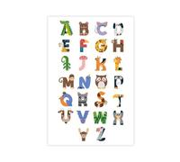 NEOHI Toile murale éducative avec lettres de l'alphabet 1 - Impression sur toile - Décoration murale pour chambre d'enfant - 30 x 45 cm