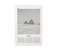 NEOHI Toile murale moderne avec pyramides égyptiennes noires et blanches, Caire, République arabe, Sinaï, carte de la ville d'Afrique, voyage, paysage de voyage, 50 x 75 cm
