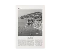NEOHI Toile murale rétro avec logo Côte de France noire et blanche, République Française, Paris, paysage de voyage - 30 x 45 cm