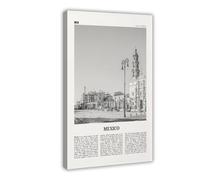 NEOHI Toile murale rétro avec logo de rue du Mexique, noir et blanc, 60 x 90 cm