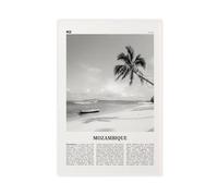 NEOHI Toile murale rétro avec logo Mozambique, Uto, Afrique, noir et blanc, 40 x 60 cm