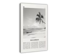 NEOHI Toile murale rétro avec logo Mozambique, Uto, Afrique, noir et blanc, 40 x 60 cm