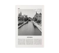 NEOHI Toile murale rétro avec logo Ottawa, Rivière noire et blanche, Ontario, Canada, Gatineau, Québec, paysage de voyage, décoration murale pour maison, bar, restaurant, garage, café, 30 x 45 cm