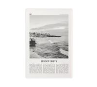 NEOHI Toile murale rétro avec logo Sunset Cliffs Black And White, San Diego, Californie, États-Unis, paysage de voyage, décoration murale pour maison, bar, restaurant, garage, café (30 x 45 cm)