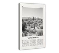 NEOHI Twentynine Palms Toile murale décorative esthétique pour chambre à coucher, bureau Motif palmiers, Californie, États-Unis, Noir et blanc, 30 x 45 cm