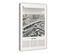 NEOHI Wuhan Impression sur toile de paysage de ville de Chine Noir et blanc, 40 x 60 cm