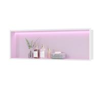 Neohomee Douche niche murale en acier inoxydable avec lumière LED RVB, étagère de rangement simple blanche pour salle de bain, 90 x 30 cm