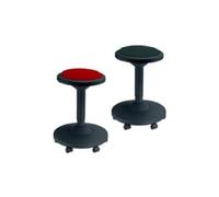 neolab 2-2051 Tabouret Noir avec assise rouge, 6 rouleaux