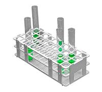 neoLab 6-2542 Support de tubes à essai en polypropylène pour échantillonnage de voiture, 40 capacités, 4 x 10 trous, 20 mm de diamètre, alésage 20,5 mm de diamètre, blanc