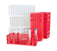 neoLab 6-2543 Cadre de tubes à essai en polypropylène pour échantillonnage de voiture, 24 capacités, 3 x 8 trous, 25 mm de diamètre, alésage de 25,5 mm de diamètre, blanc