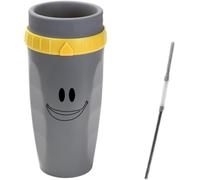 Neolid Twizz Mug de Voyage Anti-Déversement - Tasse à Ouverture Pivotante Avec Paille Double Silicone (Façade Grise)