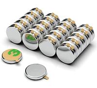 NeoMagNova® Aimant en Néodyme Auto-Adhésif Extra Fort - N42, 10x2mm Aimants De Puissance Adhésifs À Dos Rond - pour La Décoration, l'art, L'artisanat, Les Miniatures, Et Plus - Lot de 40 Pièces