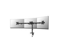 Neomounts DS60-600BL3: Support Bureau Triple Écran 10-27", VESA 75x75/100x100, Inclinaison +/-45°, Pivotement +/-90°, Rotation 360°, Fixation Collier/Passe-fil