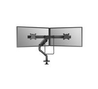 Neomounts DS75S-950BL2: Support bureau double écran 17-32", 8kg max/écran, VESA 75x75/100x100, ressort à gaz, pivot 360°, inclinaison +/-60°, Topfix, arrêt 180°