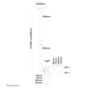 Neomounts FPMA-C050BLACK Support de plafond pour écran de 10-30" - h60-85 cm