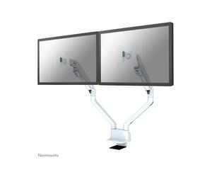 Neomounts FPMA-D750DWHITE2 Support Bureau Double Écran 10-32" VESA 75x75/100x100, Ressort à Gaz, Pivot 180°, Inclinaison -50°/+120°, Blanc, Max 8kg