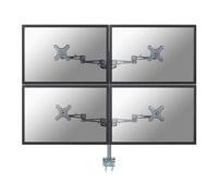 Neomounts Support de bureau FPMA-D935D4 – Kit 4 écrans 10-27" VESA 75x75/100x100 Pince Argent