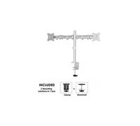 Neomounts Support double écran NM-D135D - 2 écrans 10-27" - Argent - Fixation pince/oeillet