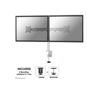 Neomounts NM-D135DSILVER Support Bureau Double Écran 10-27" VESA 75x75/100x100 Montage Pince/Passe-fil Inclinaison 90° Pivot 180° Rotation 360° Hauteur 415mm