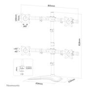 Neomounts NM-D335D4BLACK x4 Support de table pour écran 25,4 cm (10\ ) - 68,6 cm (27\ ) inclinable, mobile noir