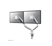 Neomounts NM-D750DWHITE Support Bureau Double Écran 10-32" VESA 75x75/100x100, Fixation Pince/Passe-fil, Ressort à Gaz, Inclinaison +/-90°, Pivot 180°, Rotation 360°