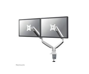 Neomounts NM-D750DWHITE Support Bureau Double Écran 10-32" VESA 75x75/100x100, Fixation Pince/Passe-fil, Ressort à Gaz, Inclinaison +/-90°, Pivot 180°, Rotation 360°