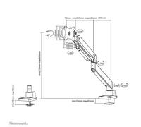 Neomounts NM-D775BLACKPLUS Support d'écran à fixer 10-49" - ressort à gaz - Topfix - arrêt 180°