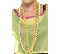 Néon 80s Perles Collier 4 Corde Accessoire Déguisement Disco Rave Assortis