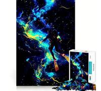 Neon Abyss︰ Puzzle de 1000 pièces Plongeur en Mouvement pour Adultes et Adolescents, Jeu de logique, détente, découpe de précision, (50x75cm)