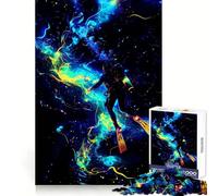 Neon Abyss︰ Puzzle de 1000 pièces Plongeur en Mouvement pour Adultes et Adolescents, Jeu de logique, détente, découpe de précision, (50x75cm)