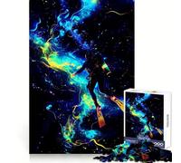 Neon Abyss︰ Puzzle Plongeur en Mouvement pour Adolescents 1000 Pièces Jeu de Logique Solide Amusant à Partager Bords Transparents Joli Cadeau (38x26cm)