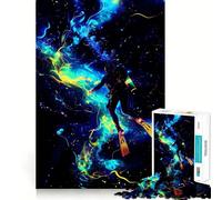 Neon Abyss︰ Puzzle Plongeur en Mouvement pour Adolescents 1000 Pièces Jeu de Logique Solide Amusant à Partager Bords Transparents Joli Cadeau (38x26cm)