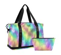 Neon Americas Wave Rainbow Grand sac de sport imperméable avec articles de toilette pour voyages d'affaires