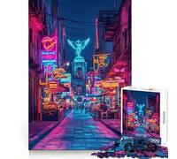 Neon Angel Alley, Mexique Puzzle de 1000 pièces pour Adultes, idéal pour se concentrer et se détendre Bordure étroite Père Noël Vœux à Choisir (38x52cm)