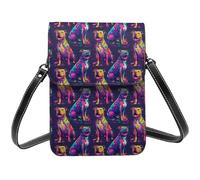 Neon Art Pitbull Petit sac à bandoulière pour femme, petit sac à main en cuir pour téléphone portable